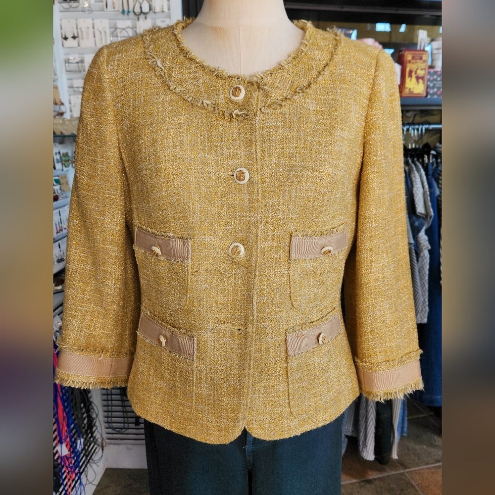 Talbots Gold Fringe Trim Blazer